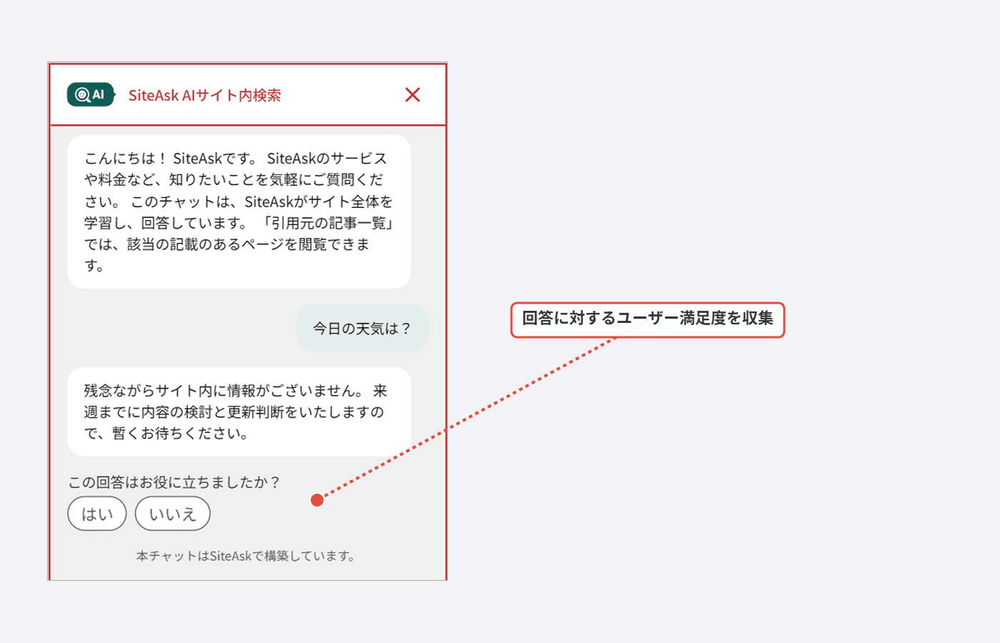 ユーザーフィードバック のスクリーンショット