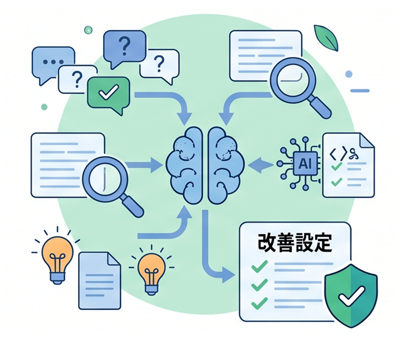 チャットログから課題を発見するイラスト